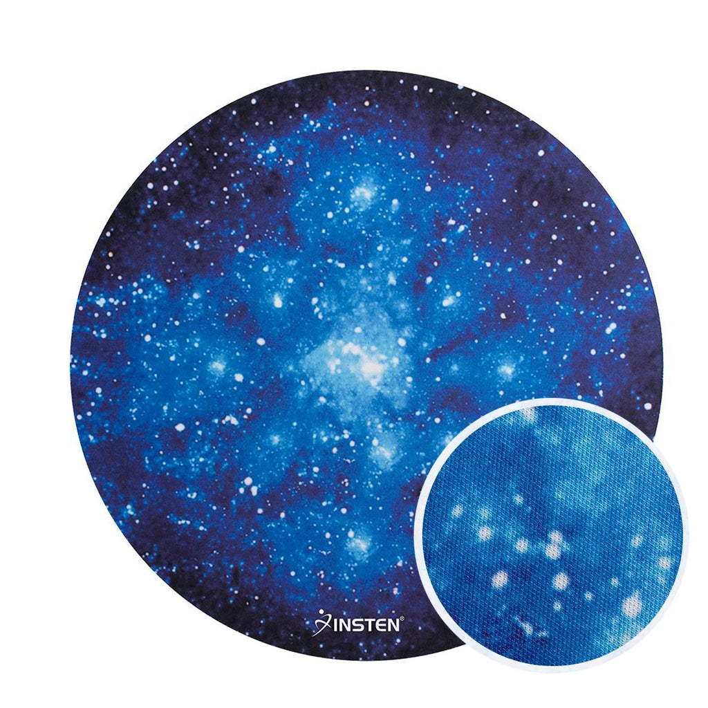 Mouse Pad for Computer Laptop Desktop Gaming Super Smooth round Galaxy Space Planet Moon Design with Non-Slip Rubber Base, Blue Starry Night (8.4 X 8.4 Inch)