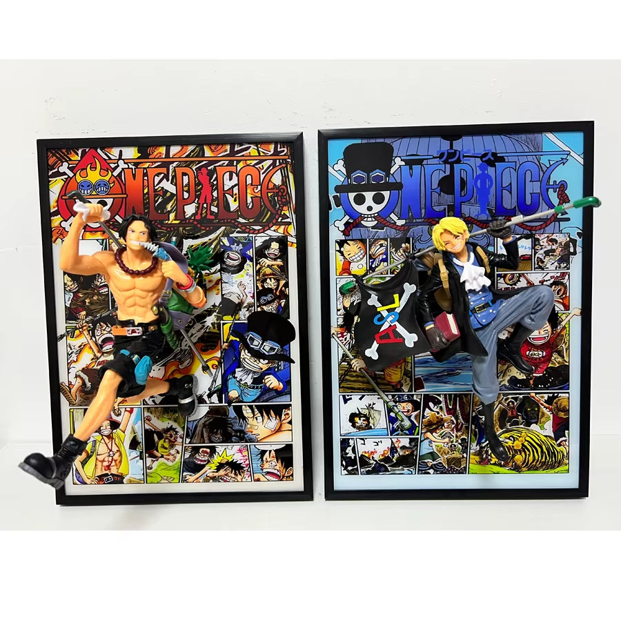 21*30CM One Piece Luffy Sabo Ace Anime Figure Art Poster Painting Wall Art Retro Posters Decorative Paintings for Home