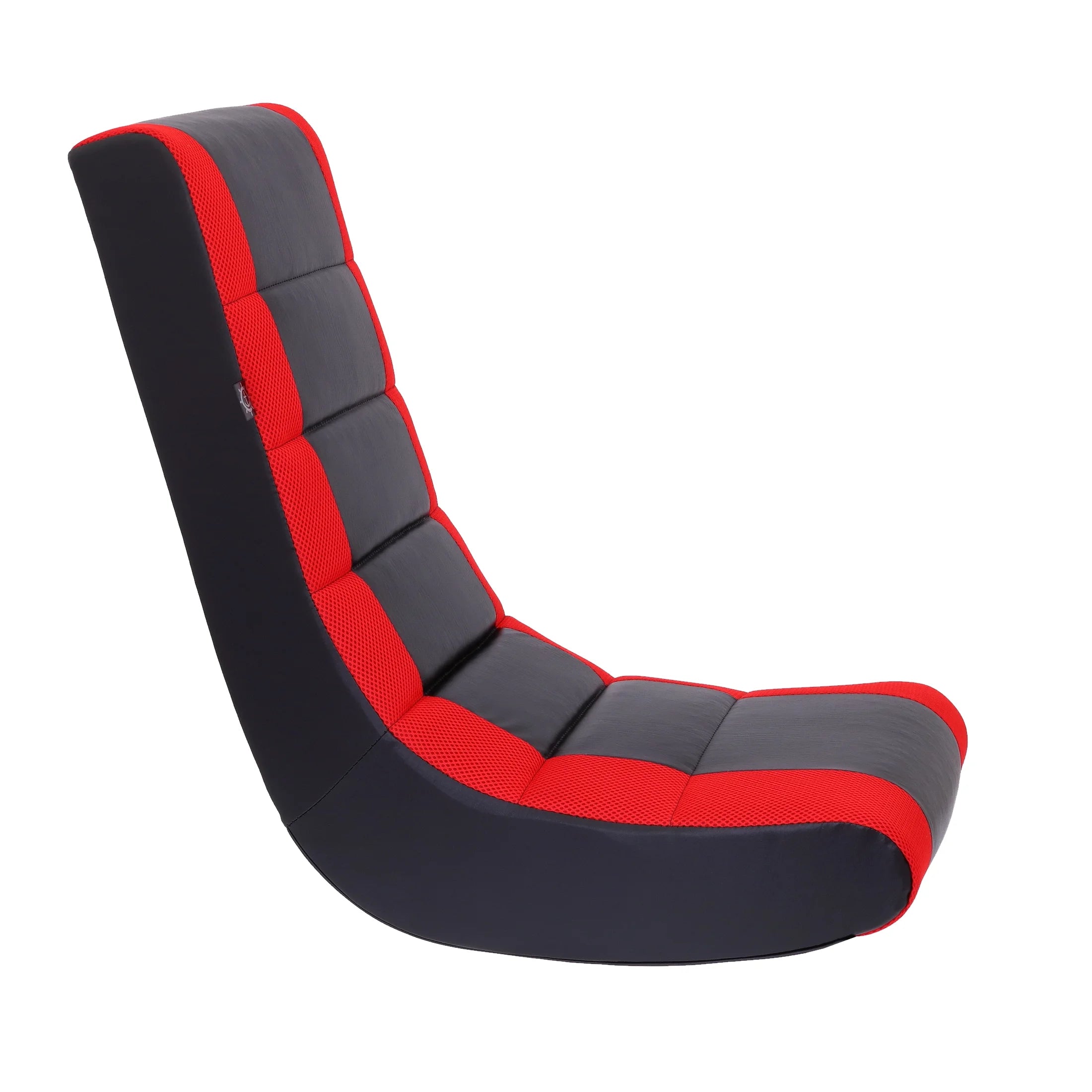 Classic Video Rocker Floor Gaming Chair, Kids and Teens, PU Faux Leather & Polyester Mesh, Black/Red