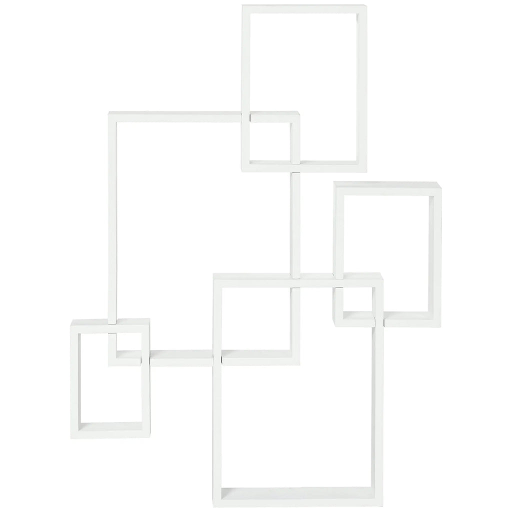 Floating Shelves, Wall Mounted Interlocking Cube Shelves, Display Wall Shelf for Living Room, Bedroom, Hallways, White-0