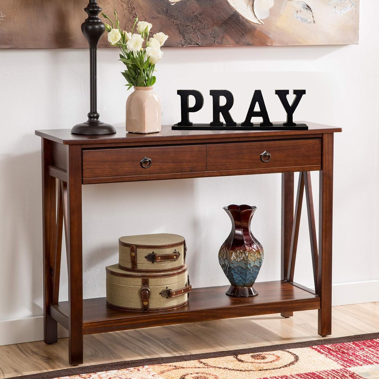 Pray Sign, Decorative Wooden Cutout Word Art, 16.14X4.75 Inches, Black