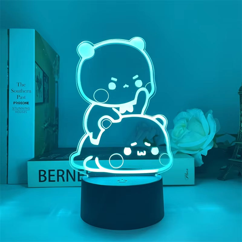 Bubu Dudu Led Night Light Remote Control Bear Panda Figures Lamp USB 16 Colors Adjustable Cartoon Nightlight Home Decorative Gif