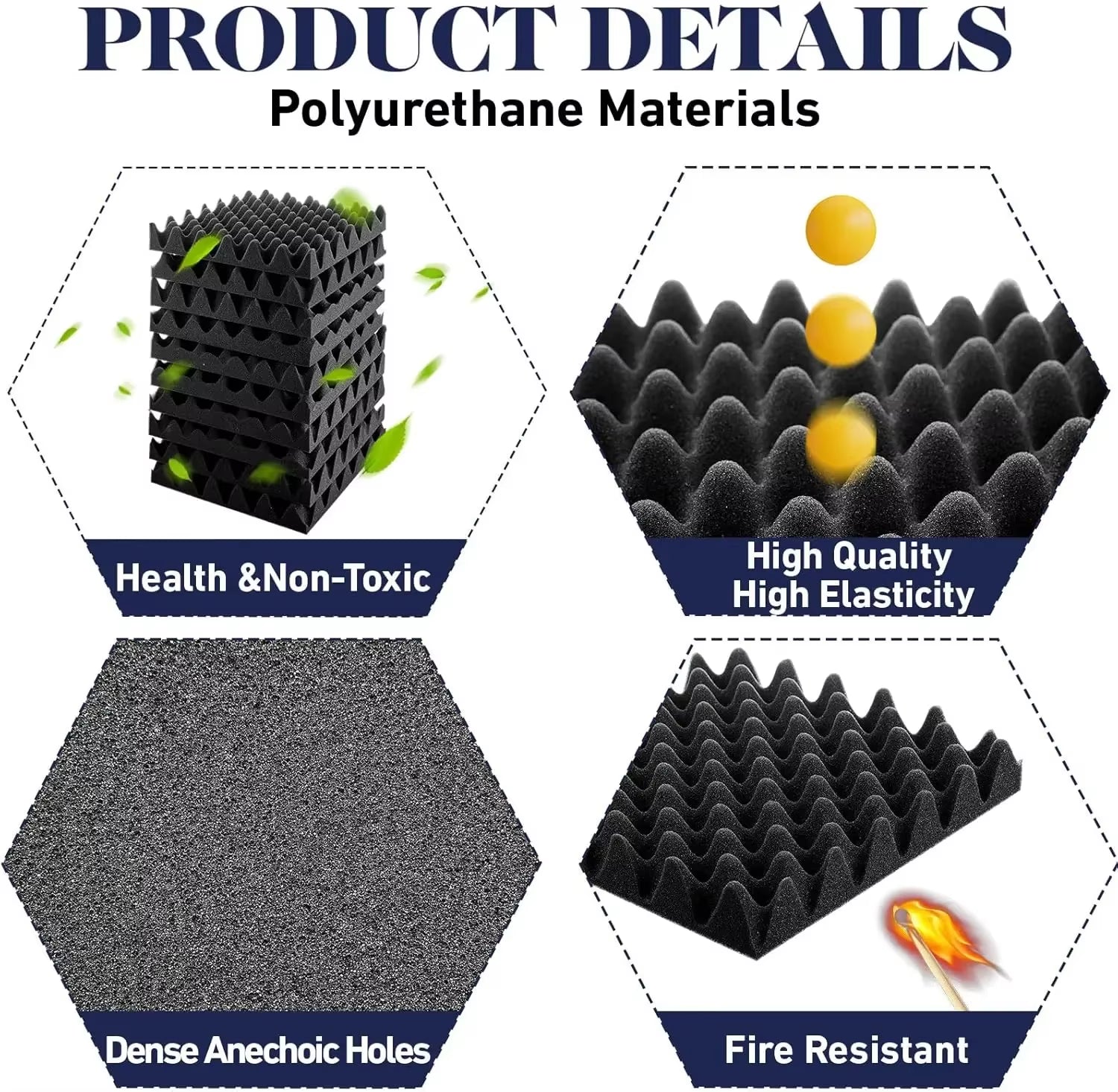 12PCS Self-Adhesive Soundproof Wall Panels Acoustic Foam Tiles Noise Reduction Home Studio Bedroom Sound Deadening Stick