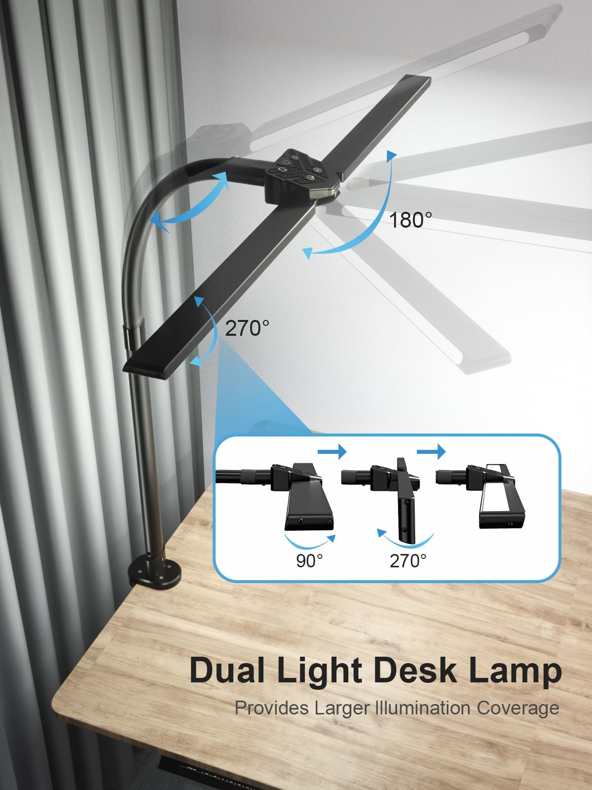 RGB Double Swing Arm Desk Lamp - 24W Ultra Bright Auto Dimming Desk Light, Multi-Angle Adjustment, Touch Control Desktop Lamp- Ideal for Home Office, Gaming, Reading, Work