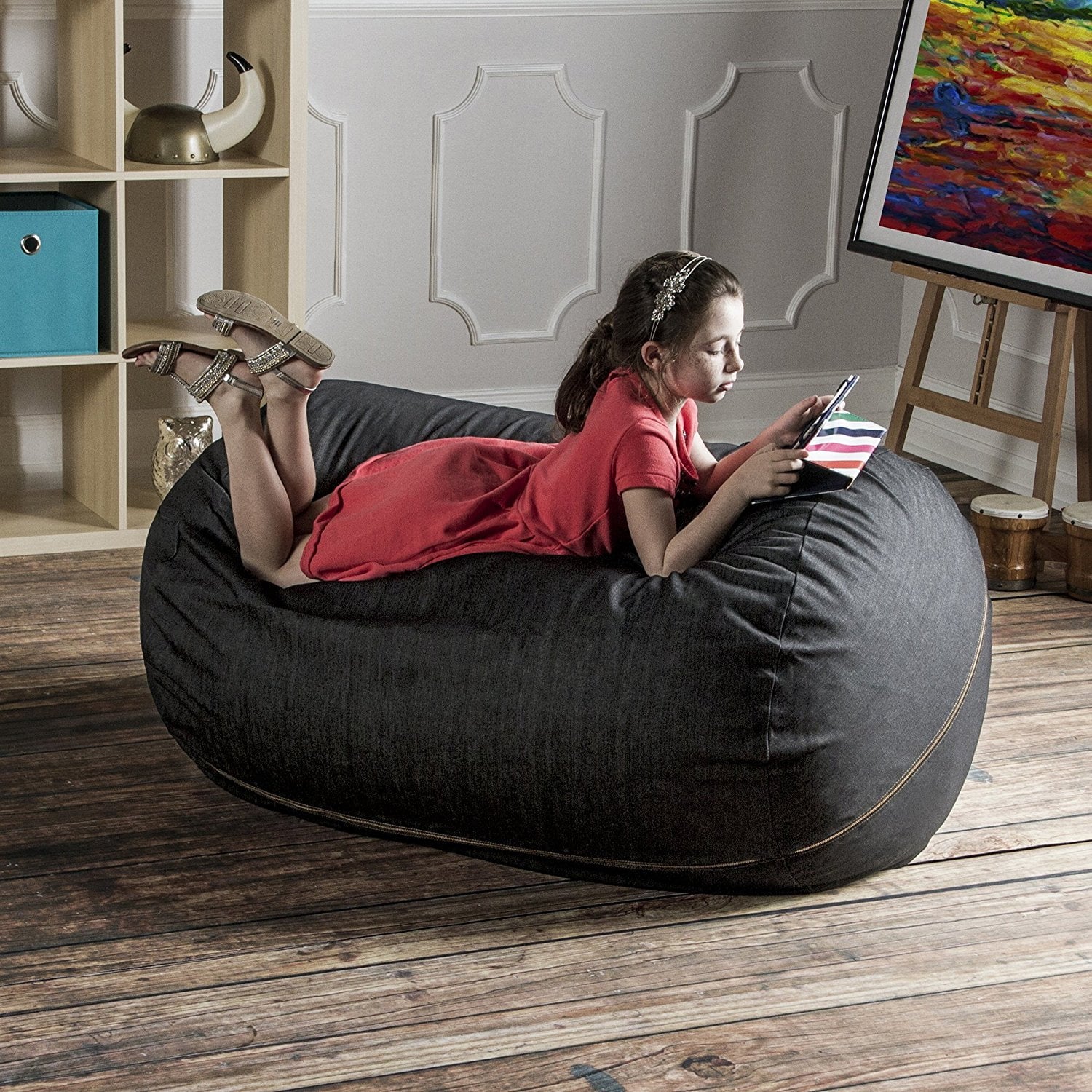 Denim 4' Bean Bag Lounger
