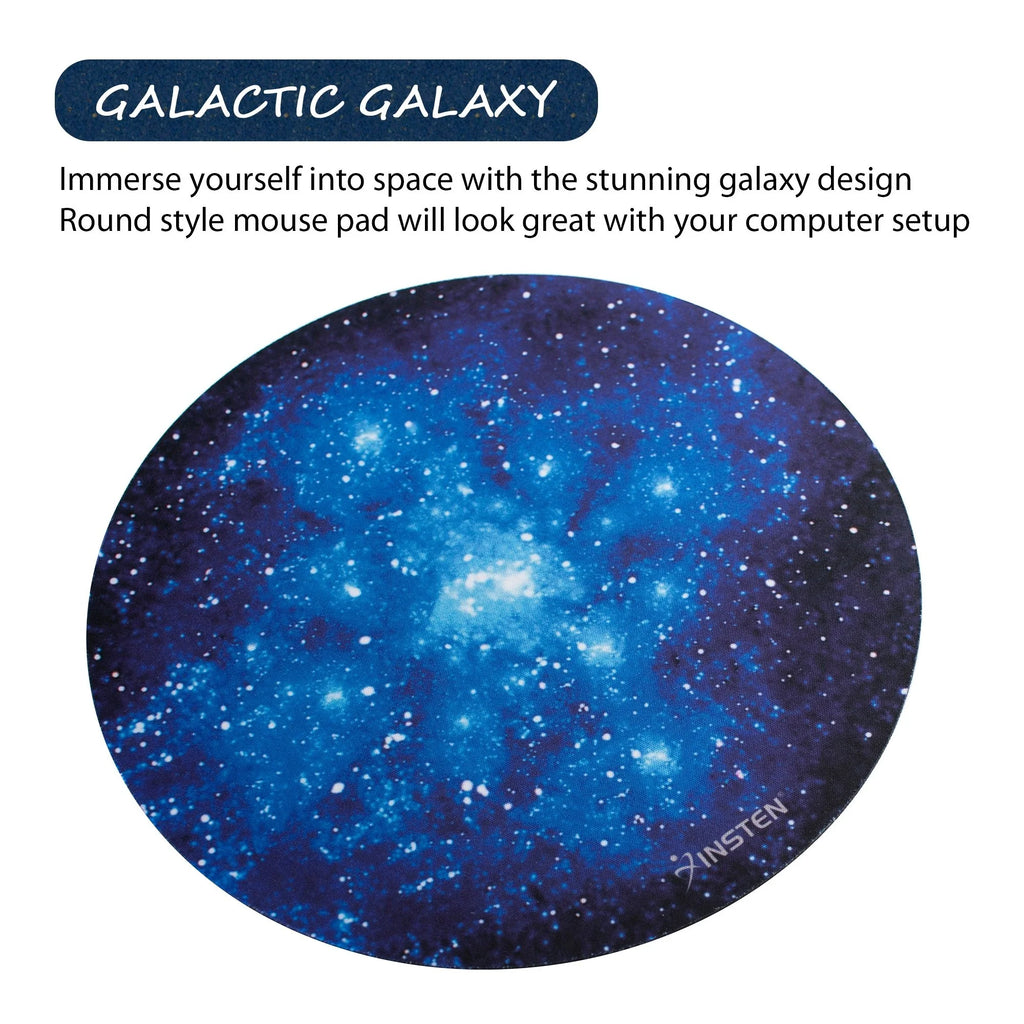 Mouse Pad for Computer Laptop Desktop Gaming Super Smooth round Galaxy Space Planet Moon Design with Non-Slip Rubber Base, Blue Starry Night (8.4 X 8.4 Inch)