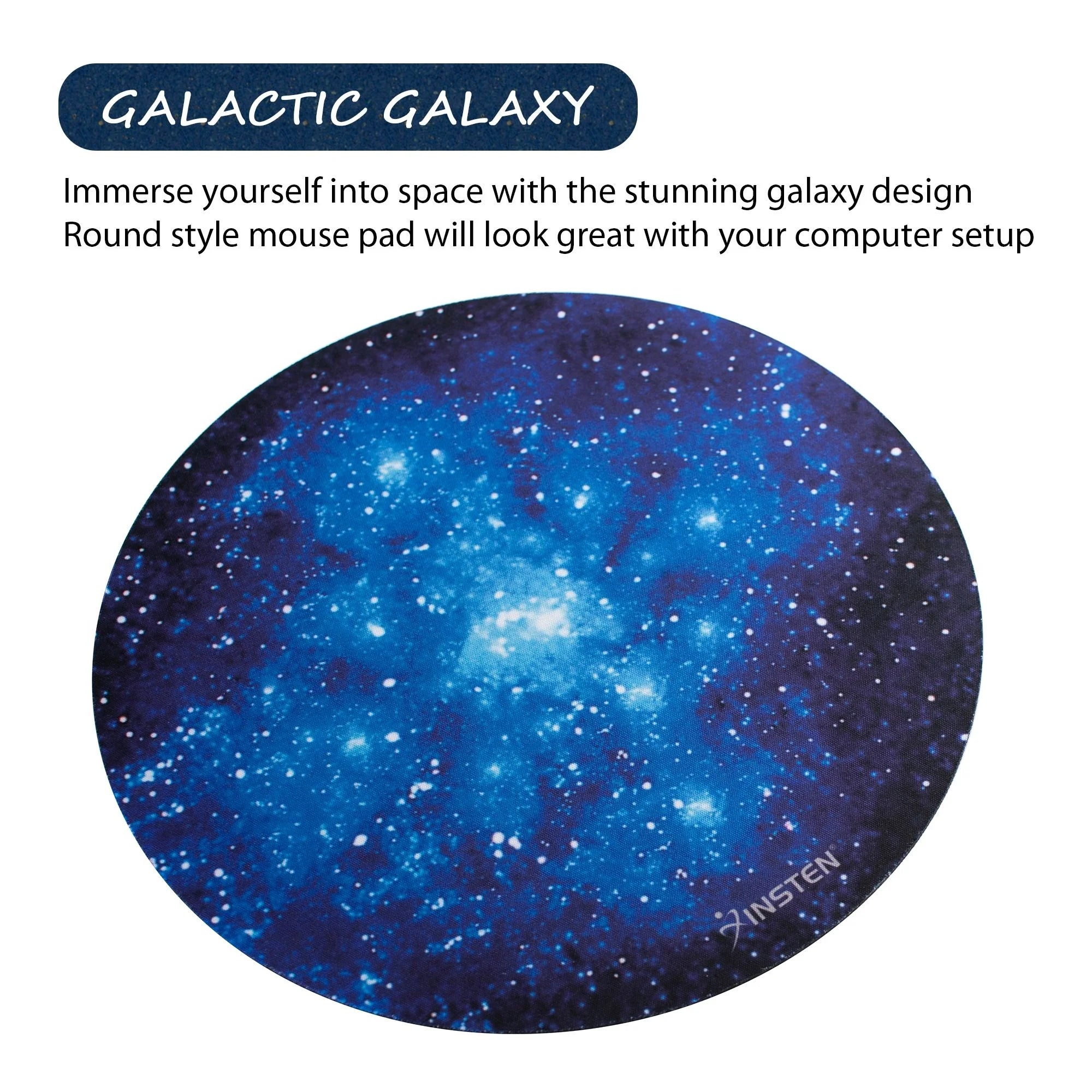 Mouse Pad for Computer Laptop Desktop Gaming Super Smooth round Galaxy Space Planet Moon Design with Non-Slip Rubber Base, Blue Starry Night (8.4 X 8.4 Inch)