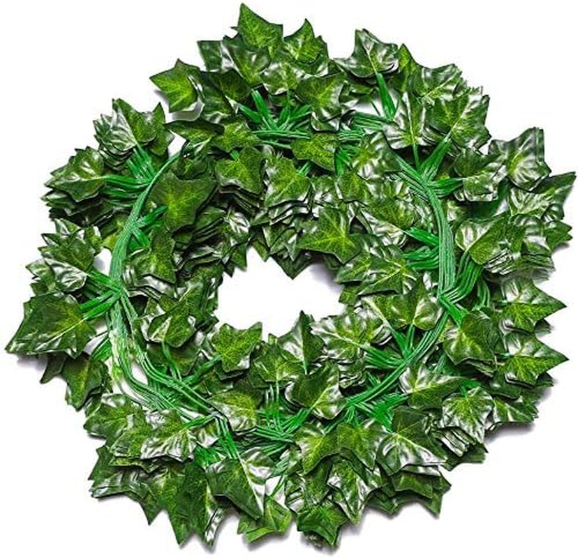 Fake Ivy Leaves Artificial Ivy Greenery Vines for Room Decor Leaves Room Decor Fake Leaves Ivy Eucalyptus Garland Faux Vines Wedding Decor (12 Strands of Ivy)