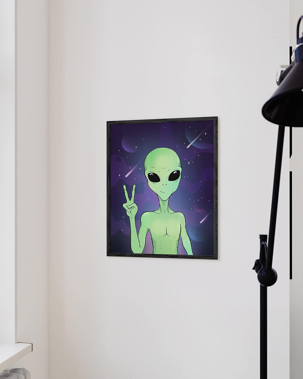 Trippy Alien Poster - Trippy Wall Decor, Alien Art Print, Psychedelic Poster for Room Aesthetic (UNFRAMED 12"X16")