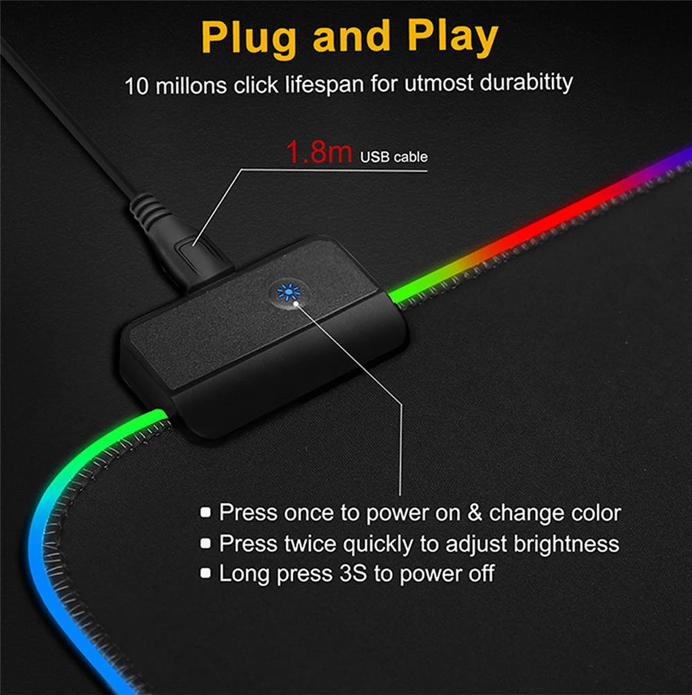 Anime Ocean Dragon Mouse Pad RGB Laptop Office Light-Emitting LED Suitable for Anime Lovers Game Accessories Gamers USB Pad Desk
