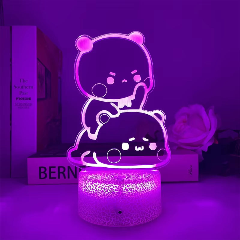 Bubu Dudu Led Night Light Remote Control Bear Panda Figures Lamp USB 16 Colors Adjustable Cartoon Nightlight Home Decorative Gif