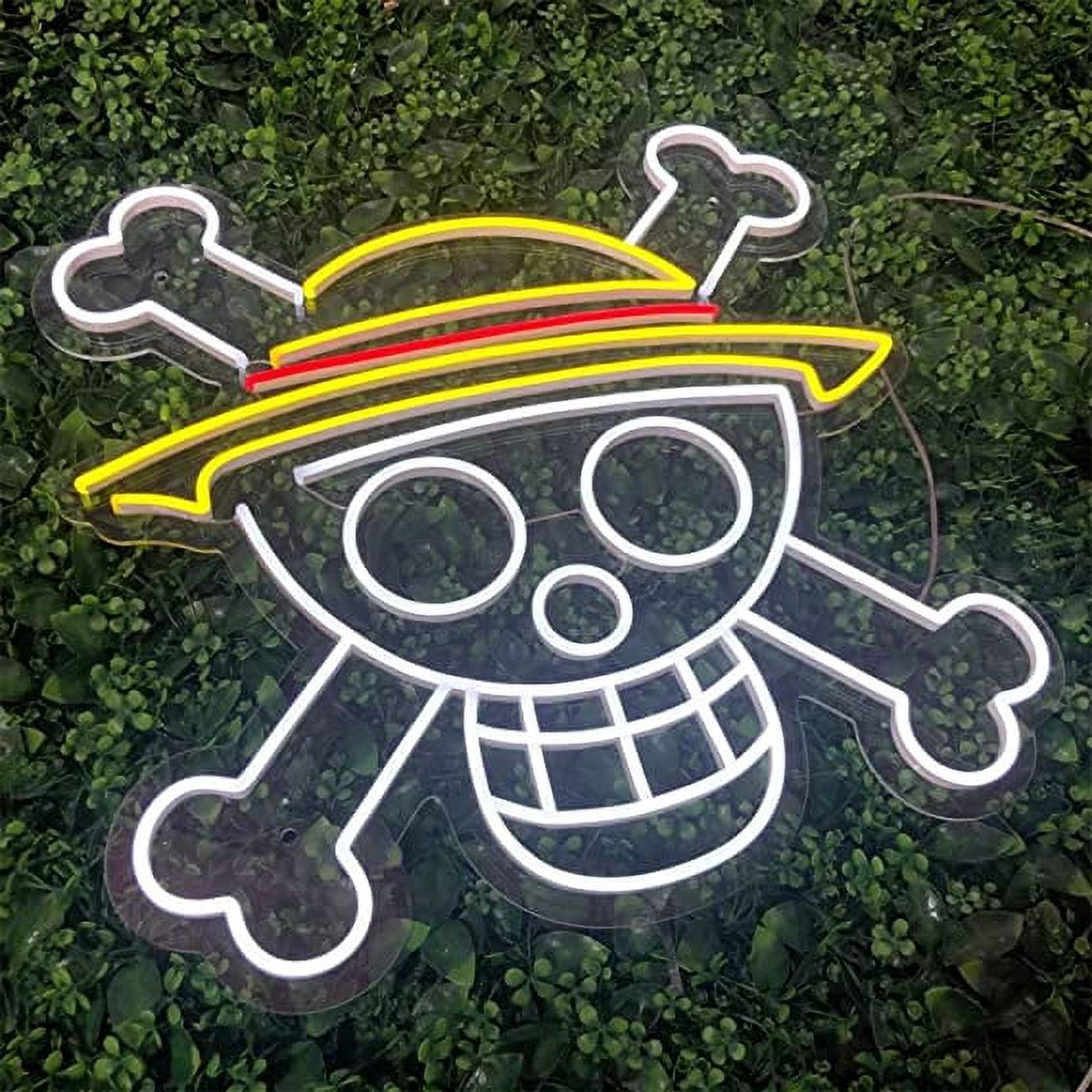Anime Skull Neon Sign Custom Anime Skull LED Wall Decor One for Piece Anime Decor Skull Art (White Color)
