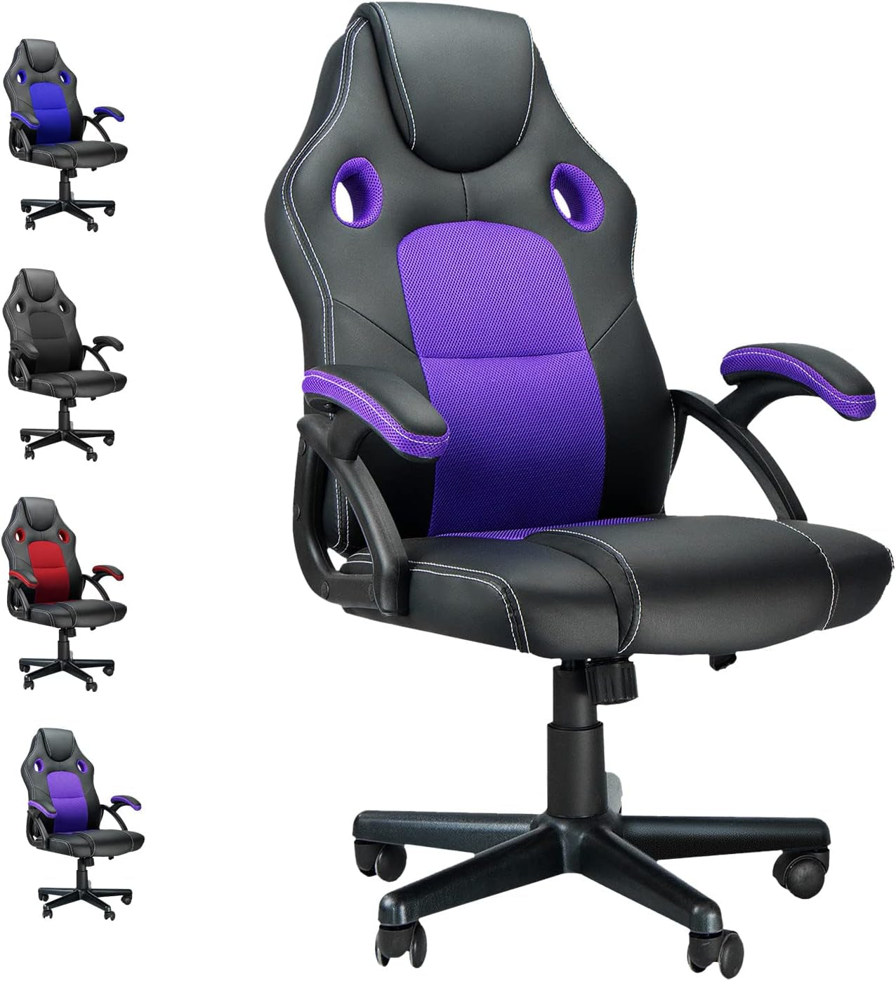 Gaming Office Chair, Ergonomic Cheap Gaming Chair, Computer Chair Video Game Chairs, Reclining Rolling Gaming Chairs for Adults, Teens and Gamer, Desk Office Chairs Clearance, Purple