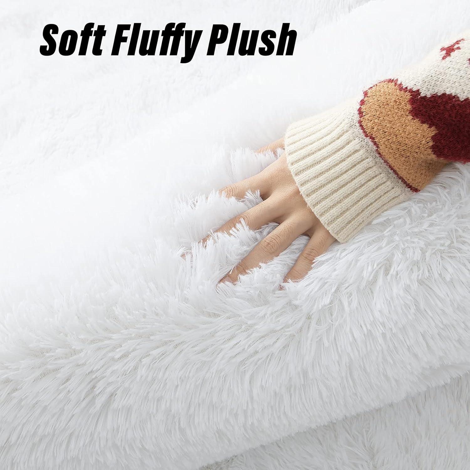 Fluffy Shag Bedroom Rug, 5X8 Feet White Area Rugs for Living Room Nursery Bedside, Fuzzy Plush Dorm Rug for Girls Kids, Furry Carpet for Indoor Modern Soft Home Decor