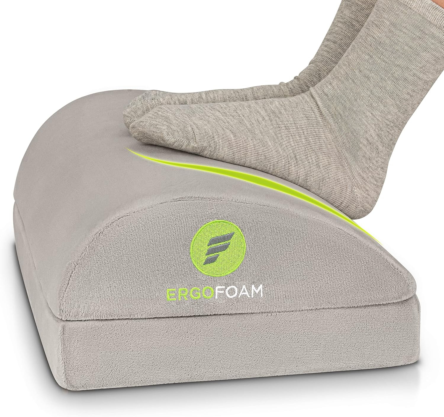 Foot Rest - Chiropractor-Endorsed Orthopedic Teardrop Design - 2In1 Adjustable Premium under Desk Footrest - Ergonomic Foot Rest for Lumbar, Back, Knee Pain (Grey)