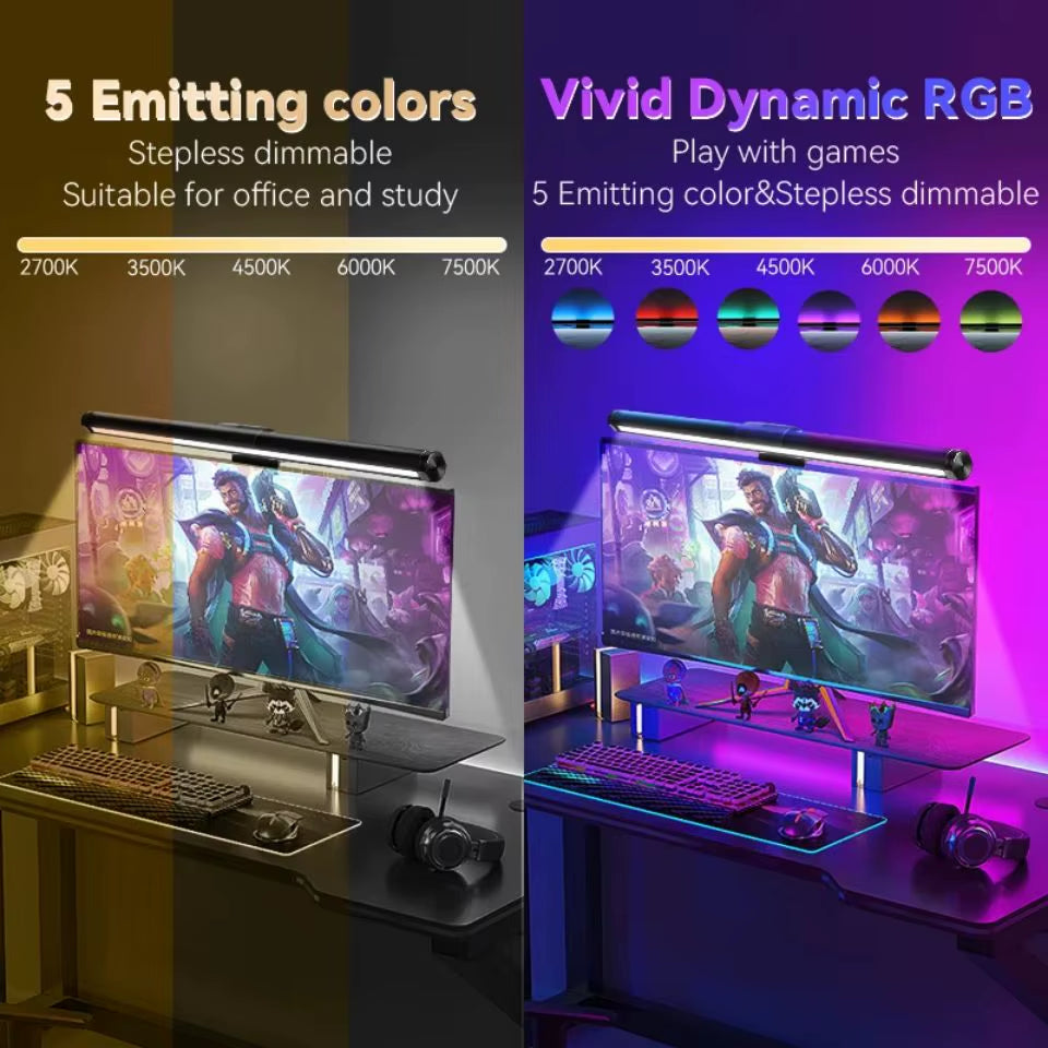 Led Monitor Lights Bar RGB Dimmable Desk Lamps Screen Hanging Computer Light for Monitor Lights PC Home Bedroom Study Office