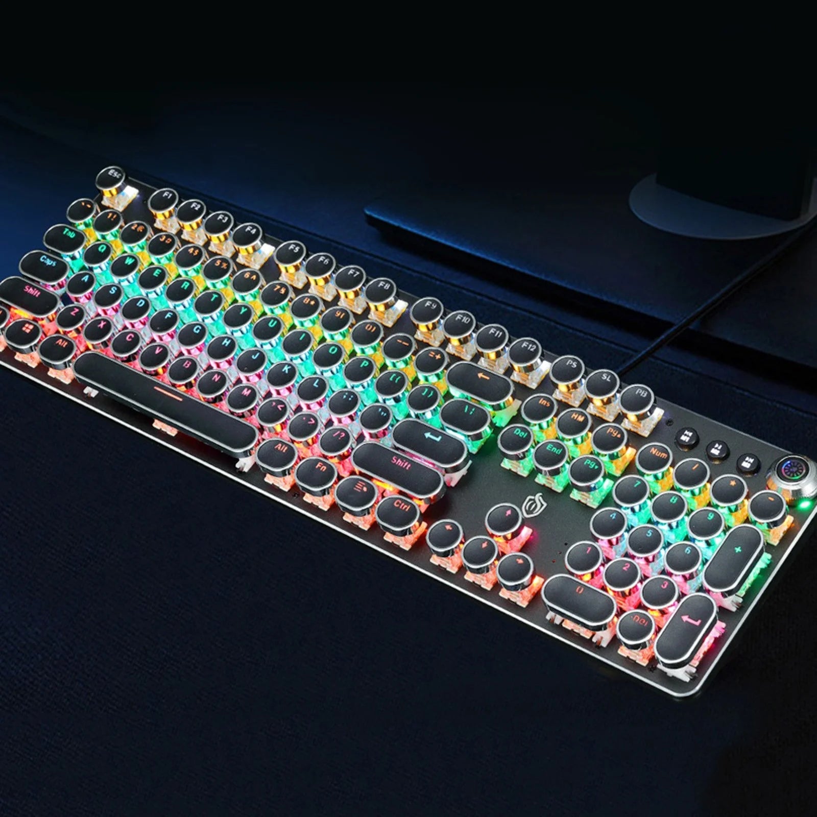 Talet Keyboards Clearance Black Mechanical Steampunk Typewriter RGB Keyboard Cool Light Green