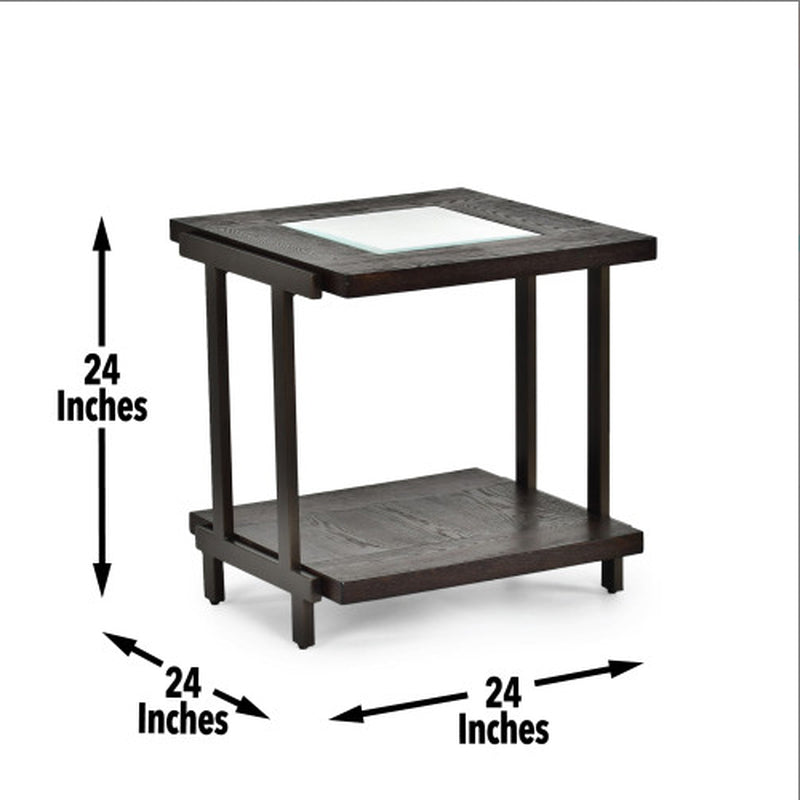 Sophisticated Rustic Industrial End Table - Rich Wood Tabletop, Roomy Bottom Shelf Stylized Iron Frame, Unique Accent Piece