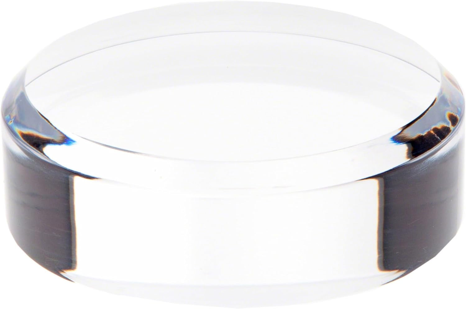 Clear Acrylic Beveled round Display Base, 3" W X 3" D X 1" H