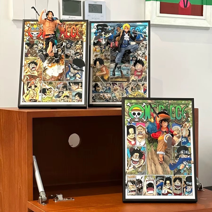 21*30CM One Piece Luffy Sabo Ace Anime Figure Art Poster Painting Wall Art Retro Posters Decorative Paintings for Home