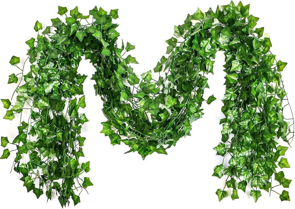 Fake Ivy Leaves Artificial Ivy Greenery Vines for Room Decor Leaves Room Decor Fake Leaves Ivy Eucalyptus Garland Faux Vines Wedding Decor (12 Strands of Ivy)