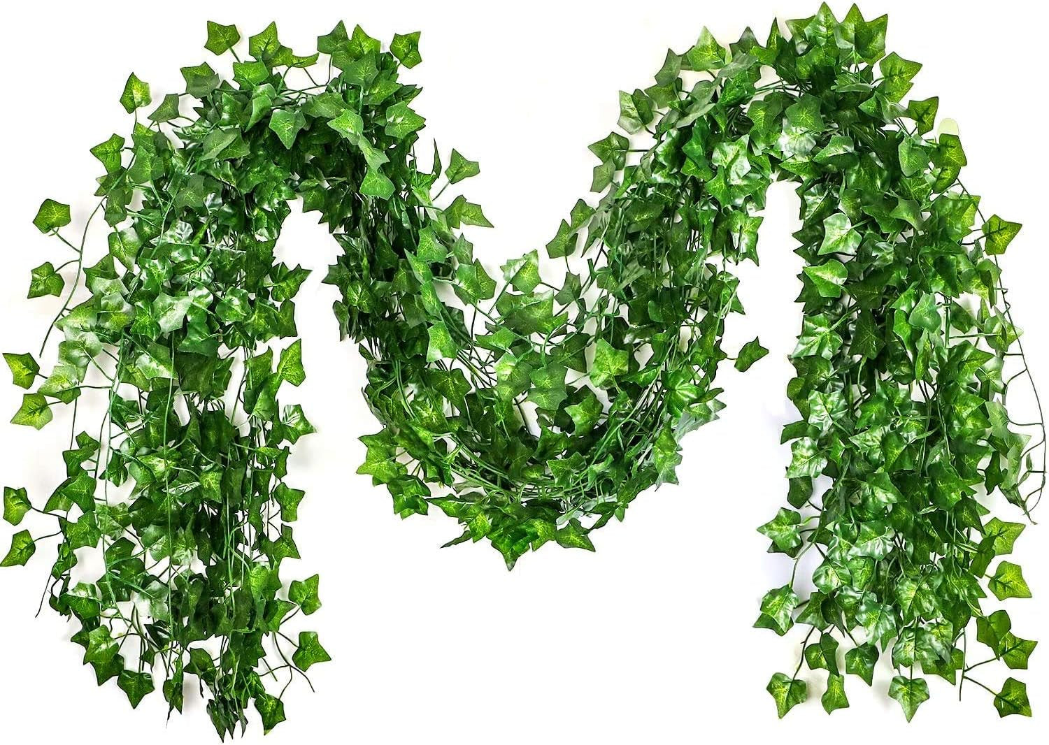 Fake Ivy Leaves Artificial Ivy Greenery Vines for Room Decor Leaves Room Decor Fake Leaves Ivy Eucalyptus Garland Faux Vines Wedding Decor (12 Strands of Ivy)