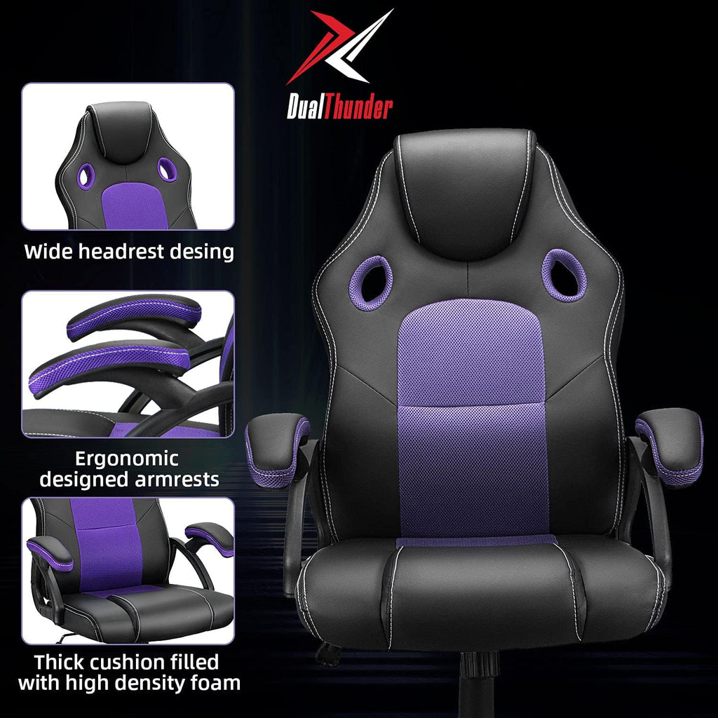 Gaming Office Chair, Ergonomic Cheap Gaming Chair, Computer Chair Video Game Chairs, Reclining Rolling Gaming Chairs for Adults, Teens and Gamer, Desk Office Chairs Clearance, Purple