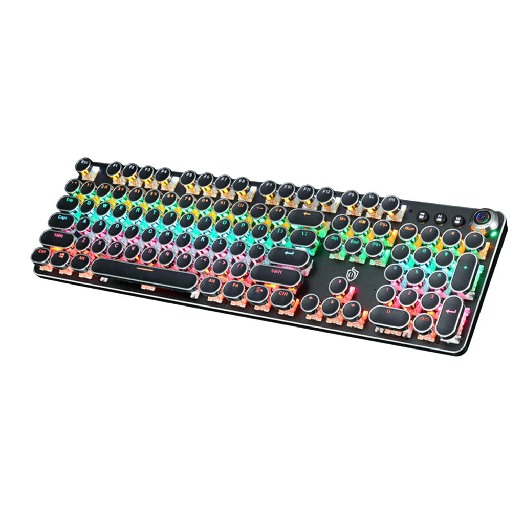 Talet Keyboards Clearance Black Mechanical Steampunk Typewriter RGB Keyboard Cool Light Green