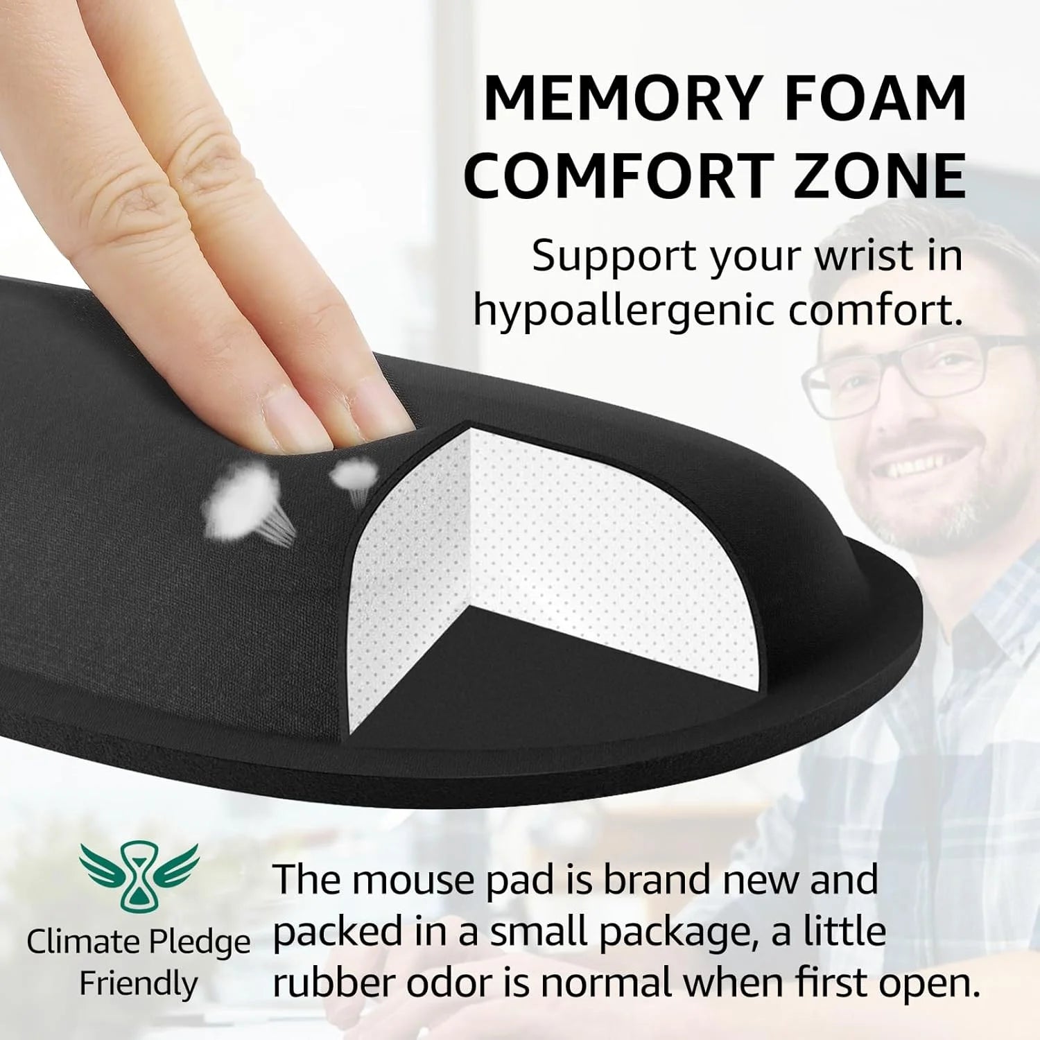 Memory Foam Mouse Pad with Wrist Rest, 2 Count, 1 Pack
