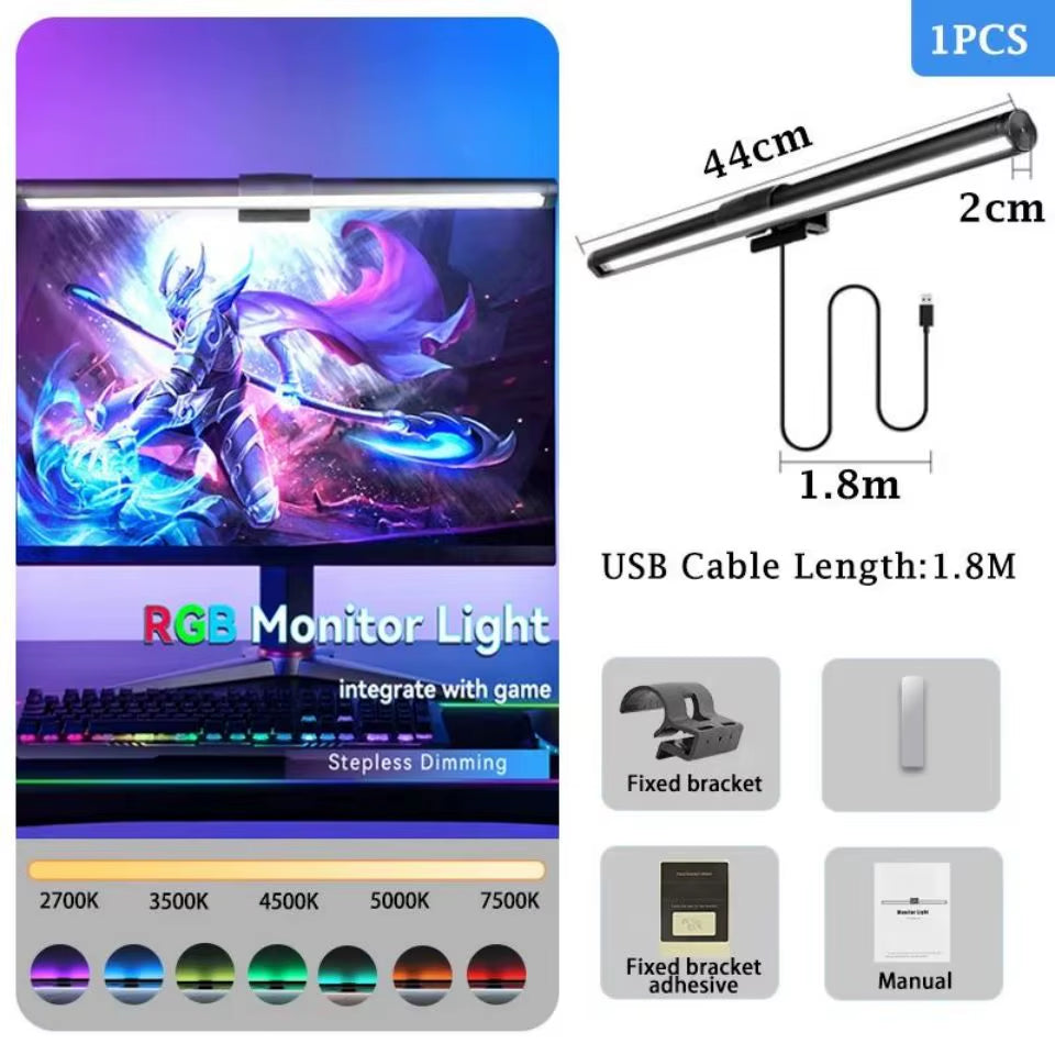 Led Monitor Lights Bar RGB Dimmable Desk Lamps Screen Hanging Computer Light for Monitor Lights PC Home Bedroom Study Office