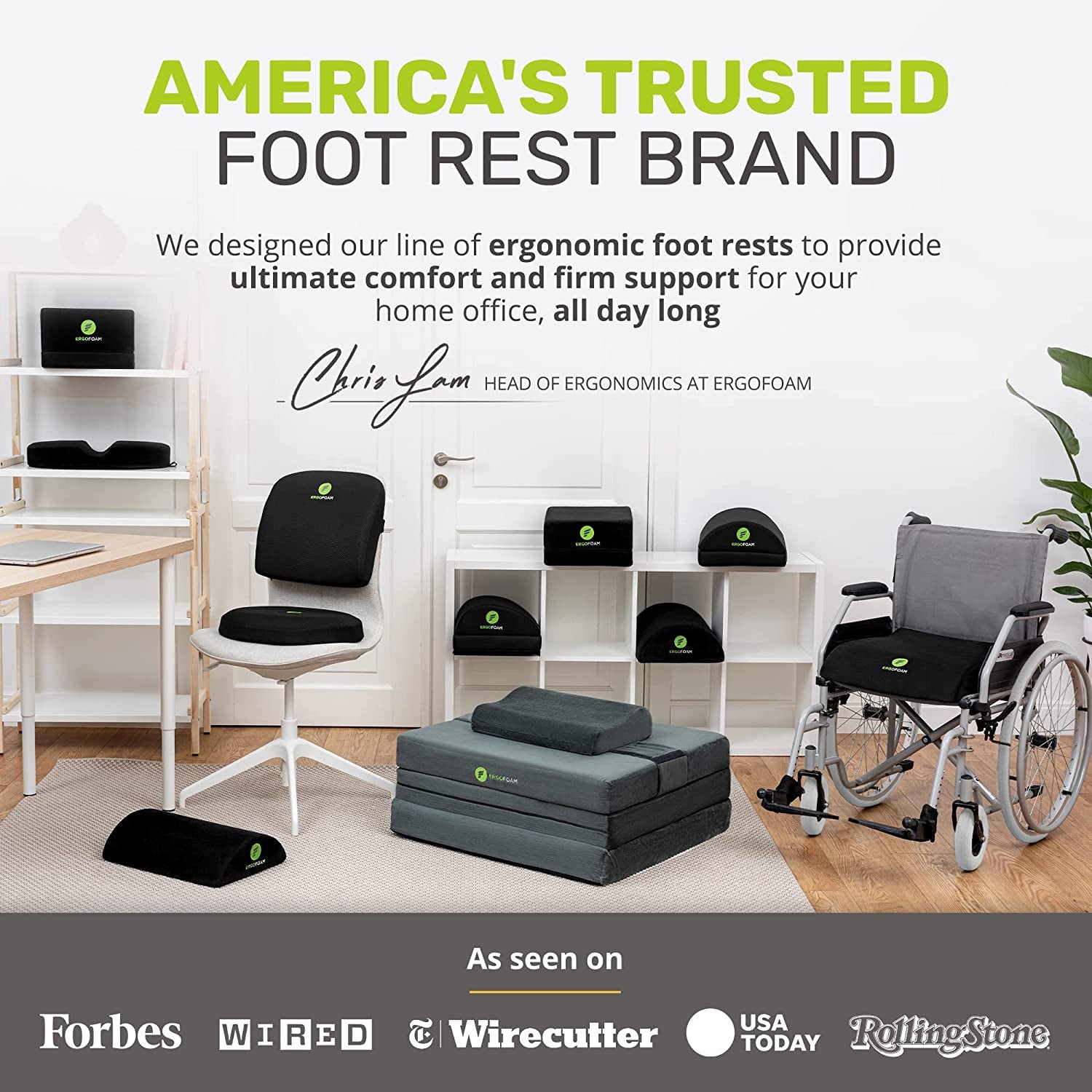 Foot Rest - Chiropractor-Endorsed Orthopedic Teardrop Design - 2In1 Adjustable Premium under Desk Footrest - Ergonomic Foot Rest for Lumbar, Back, Knee Pain (Grey)