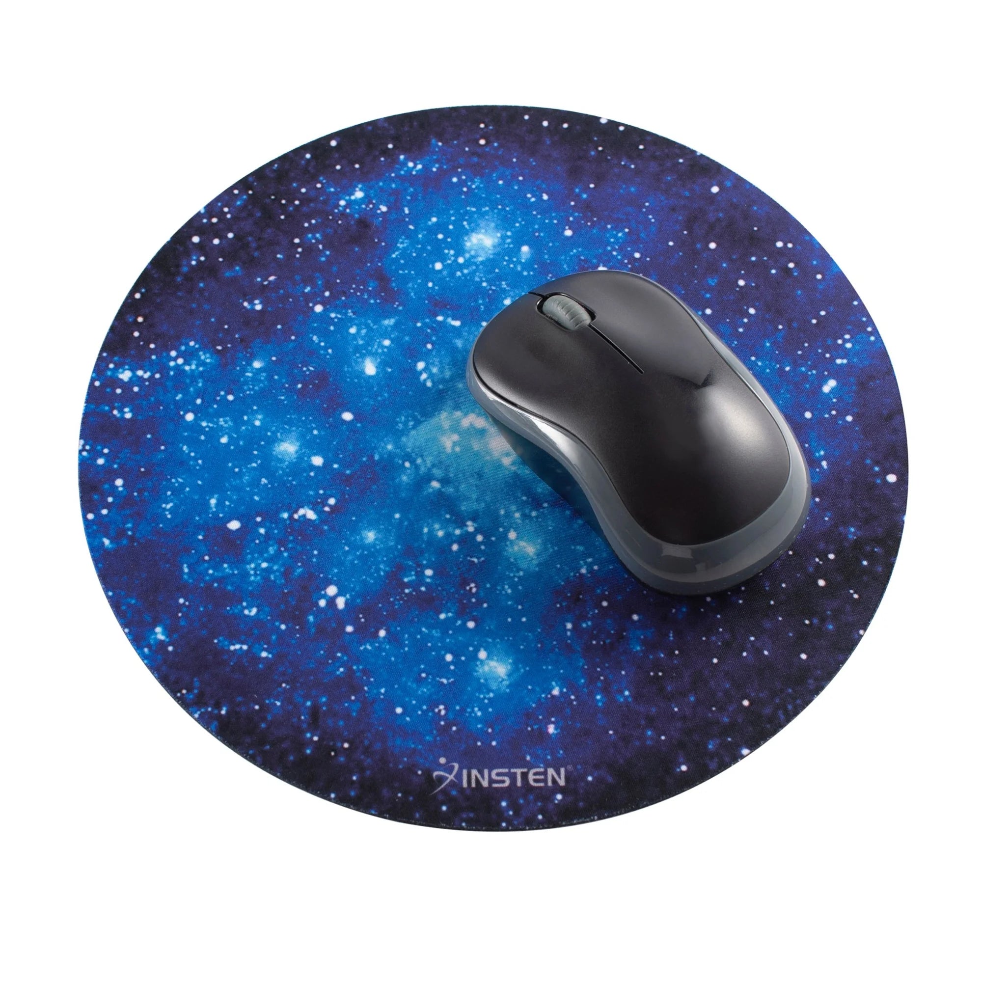 Mouse Pad for Computer Laptop Desktop Gaming Super Smooth round Galaxy Space Planet Moon Design with Non-Slip Rubber Base, Blue Starry Night (8.4 X 8.4 Inch)