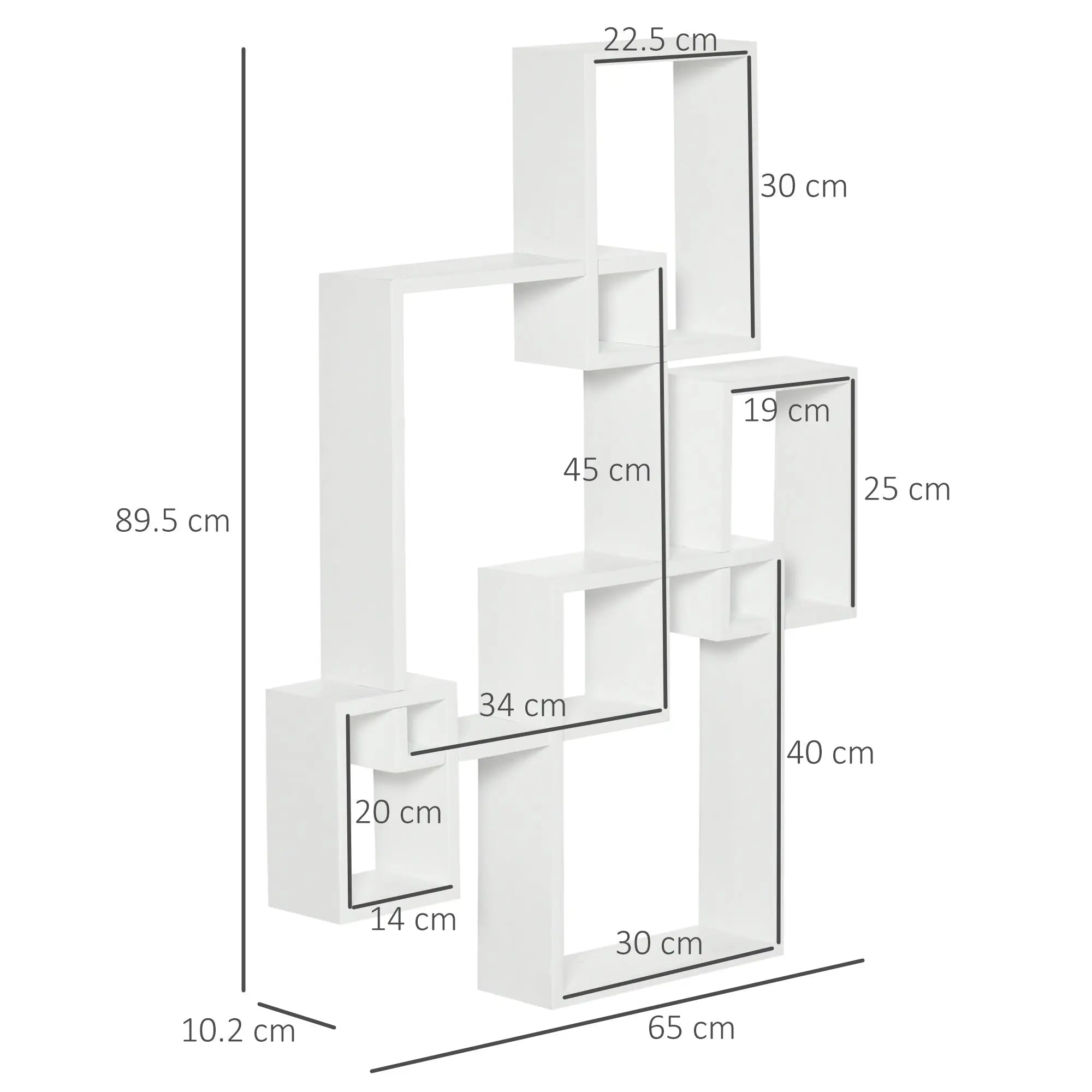 Floating Shelves, Wall Mounted Interlocking Cube Shelves, Display Wall Shelf for Living Room, Bedroom, Hallways, White-2